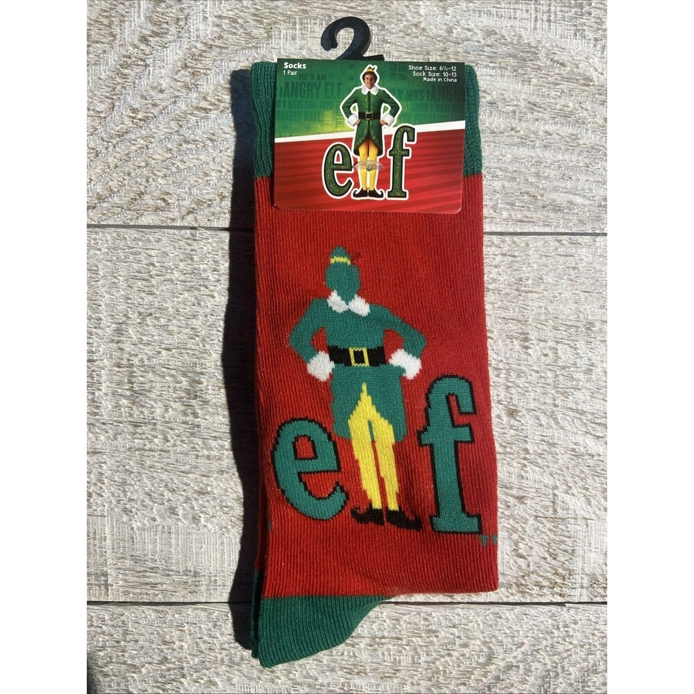 New ELF Graphics Crew Length Socks Novelty Adult 6-1/2-12 New #D105